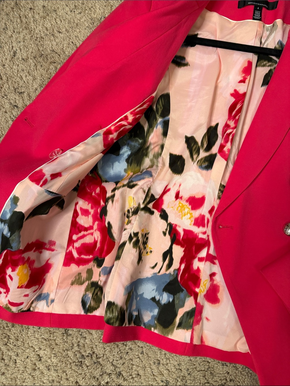 White House Black Market Hot Pink Double-Breasted Blazer & Pants Suit 4 - Picture 3 of 9